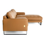 Shimmer // Italian Modern Cognac Right Facing Sectional Sofa