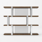 Brewster // Modern Walnut Glass & Stainless Steel Bookshelf