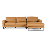 Shimmer // Italian Modern Cognac Right Facing Sectional Sofa