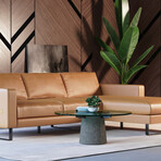 Shimmer // Italian Modern Cognac Right Facing Sectional Sofa