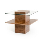 Claire // Modern Walnut and Glass End Table