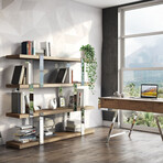 Brewster // Modern Walnut Glass & Stainless Steel Bookshelf