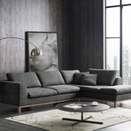 Hickey // Modern Dark Gray Fabric Right Facing Sectional Sofa