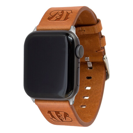 Cincinnati Bengals Leather Apple Watch Band // Tan (38/40/41mm + Long Band)