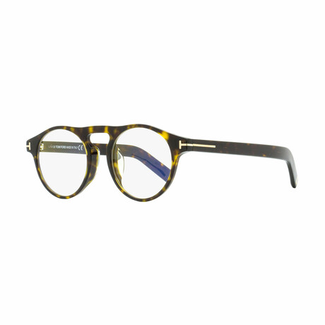 Tom Ford // Men's Blue-Light Blocking Round Optical Frames // Dark Havana
