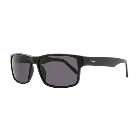 Salvatore Ferragamo // Men's Rectangular Sunglasses // Black + Gray