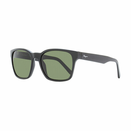 Salvatore Ferragamo // Men's Rectangle Sunglasses // Black + Green