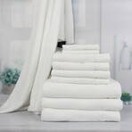 Everplush // Hokime 10 Piece Ribbed Bath Towel Set (White)