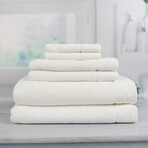 Everplush // Hokime 6 Piece Ribbed Bath Towel Set (White)