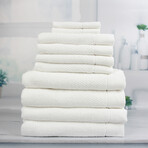 Everplush // Hokime 10 Piece Ribbed Bath Towel Set (White)