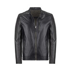 Logan Leather Jacket // Black + Green (XS)
