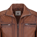 Enzo Leather Jacket // Whisky (5XL)