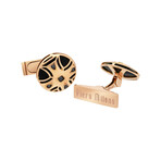 18K Rose Gold Onyx + Diamond Cufflinks // New