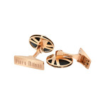 18K Rose Gold Onyx + Diamond Cufflinks // New