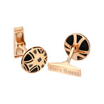 18K Rose Gold Onyx + Diamond Cufflinks // New