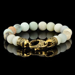 Matte Amazonite Stone + Antiqued Gold Plated Steel Clasp // 8"