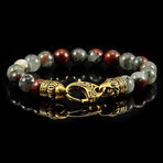Bloodstone + Antiqued Gold Plated Steel Clasp // 8.25"