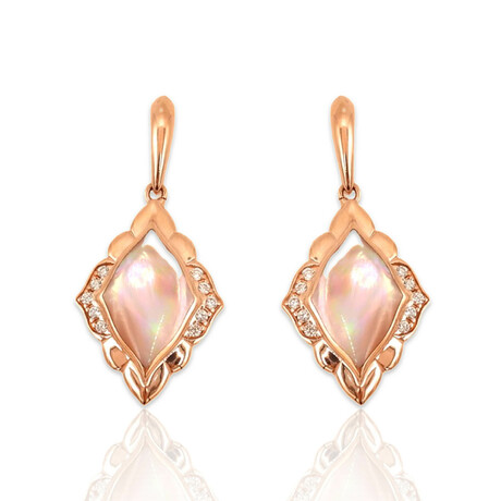 Kabana // 14K Rose Gold Diamond + Pink Mother of Pearl Earrings II // Pre-Owned
