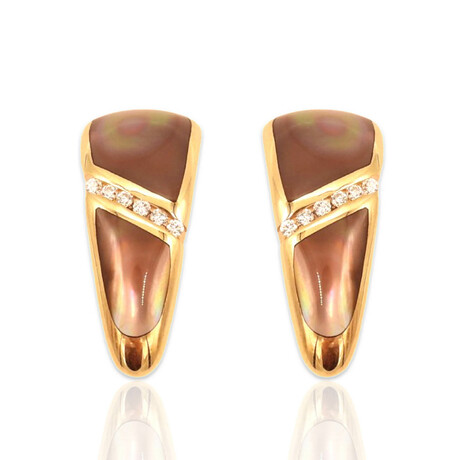 Kabana // 14K Yellow Gold Diamond + Black Mother of Pearl Earrings II // Pre-Owned