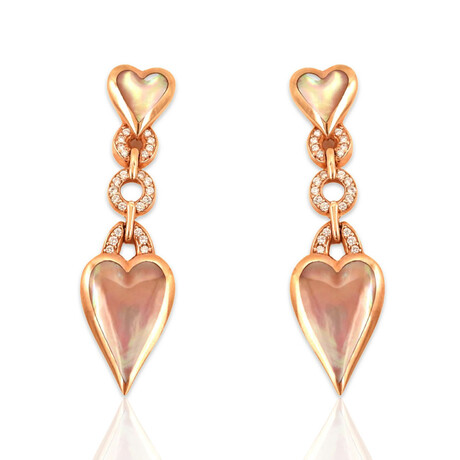 Kabana // 14K Rose Gold Diamond + Pink Mother of Pearl Earrings // Pre-Owned