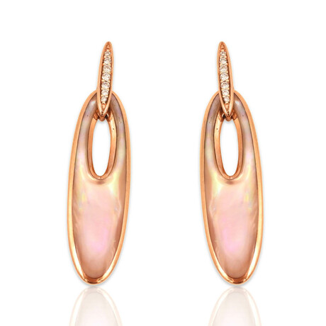 Kabana // 14K Rose Gold Diamond + Pink Mother of Pearl Earrings I // Pre-Owned