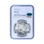1925-S Peace Dollar // NGC Certified MS64+ CAC // Wood Presentation Box