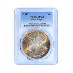 1995 American Silver Eagle // Sunset Toned // PCGS Certified MS68 // Deluxe Collector's Pouch