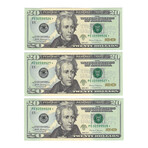 2017A $20 Small Size Federal Reserve Note // Set of 3 Star Noteses // Deluxe Collector's Pouch