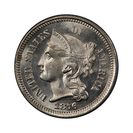 1876 Three Cent Nickel // PCGS Certified MS65 // Wood Presentation Box