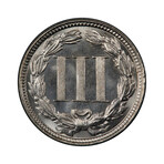 1876 Three Cent Nickel // PCGS Certified MS65 // Wood Presentation Box