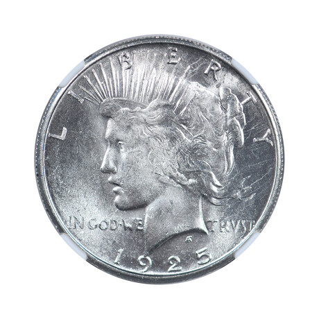 1925-S Peace Dollar // NGC Certified MS64+ CAC // Wood Presentation Box