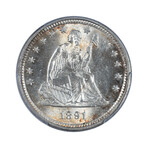1891 Seated Liberty Quarter // PCGS Certified MS64 CAC // Wood Presentation Box