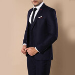 Malik Slimfit Plain 3-Piece Vested Suit // Navy (Euro: 48)