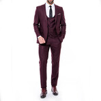 Braylon Slim Fit Plain 3-Piece Vested Suit // Burgundy (Euro: 46)