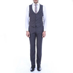 Dylan Slimfit Plain 3-Piece Vested Suit // Smoked (Euro: 46)