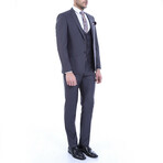 Dylan Slimfit Plain 3-Piece Vested Suit // Smoked (Euro: 46)