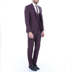 Draven Slim Fit Plain 3-Piece Vested Suit // Purple (Euro: 48)