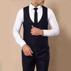 Malik Slimfit Plain 3-Piece Vested Suit // Navy (Euro: 48)