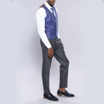 Darius Slimfit Plaid 3-Piece Vested Suit // Smoked (Euro: 56)