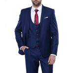 Maximo Slimfit Plain 3-Piece Vested Suit // Navy (Euro: 56)