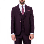 Killian Slim Fit Plain 3-Piece Vested Suit // Burgundy (Euro: 56)