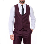 Braylon Slim Fit Plain 3-Piece Vested Suit // Burgundy (Euro: 46)