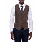 Gaige Slimfit Plaid 3-Piece Combined Vested Suit // Navy (Euro: 48)