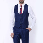 Maximo Slimfit Plain 3-Piece Vested Suit // Navy (Euro: 56)