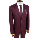 Derrick Slimfit Plain 2-Piece Suit // Burgundy (Euro: 54)