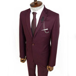 Derrick Slimfit Plain 2-Piece Suit // Burgundy (Euro: 54)