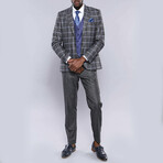 Darius Slimfit Plaid 3-Piece Vested Suit // Smoked (Euro: 56)