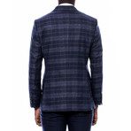 Gaige Slimfit Plaid 3-Piece Combined Vested Suit // Navy (Euro: 48)