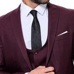 Braylon Slim Fit Plain 3-Piece Vested Suit // Burgundy (Euro: 46)