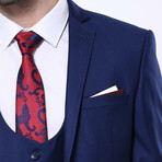 Maximo Slimfit Plain 3-Piece Vested Suit // Navy (Euro: 56)